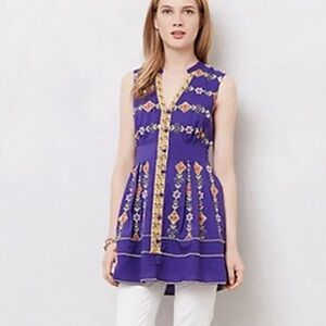 Maeve Anthropologie Dress Beaded  Embellished Top Size 4